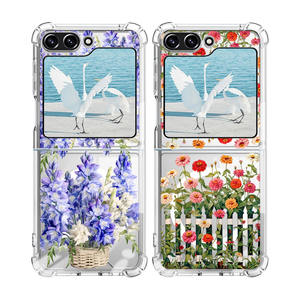 Funda de teléfono de PC con diseño de flores impresas <span class=keywords><strong>a</strong></span> la moda <span class=keywords><strong>a</strong></span> prueba de golpes de calidad de lujo para <span class=keywords><strong>Samsung</strong></span> Galaxy Z Flip 6 Fold 7 - Product Image 1