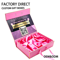 Boîte cadeau rigide de luxe rose personnalisée avec rabat magnétique, insert en tissu satiné, solution d'emballage complète pour ensemble de soins de la peau