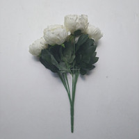 Buket Bunga Peony Sutra 7 Tangkai Warna Ivory Realistis, Laris Manis, Dekorasi Pernikahan & Rumah 40cm, untuk Hari Ibu