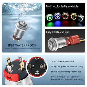 공장 직판 맞춤형 순간 금속 푸시 버튼 스위치 12mm 16mm 19mm 22mm 크기 IP67 보호등 포함 CE TUV 인증 - Product Image 4