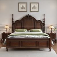 Lit double de luxe en bois massif de style américain avec espace de rangement, cadre de lit extra-large personnalisable pour chambre à coucher et usage hôtelier