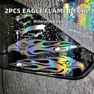 2pcs Waterproof PVC <b>Car</b> Body Sticker Fashion Eagle Flame Totem Adhesive <b>Decal</b> for Motorcycle & <b>Car</b> - Product Image 2