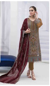 Costume lourd en fausse Georgette Anarkali dans de belles couleurs - Product Image 2