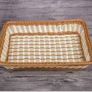 Wholesale <strong>Rectangular</strong> Shallow Hand Woven Plastic Food Bread <strong>Storage</strong> <strong>Basket</strong> - Product Image 4