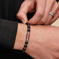 Bracelets pour hommes Xinyashang avec logo personnalisé, en acier inoxydable 316, pierres précieuses naturelles, agate noire, turquoise blanche, perles
