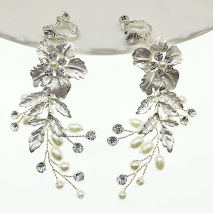 SLBRIDAL Handmade Rhinestones Crystal Pearl Flower <strong>Clip</strong> <strong>on</strong> Wedding Dangle <strong>Earring</strong> Bridal Chandelier <strong>Earring</strong> Women <strong>Girls</strong> Jewelry - Product Image 6