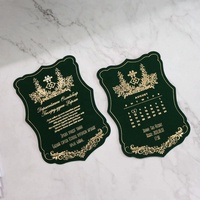 Tarjeta de Invitación de Boda Personalizada, Tarjetas de Felicitación de Terciopelo Verde, Programa de Boda