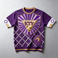 Chemises en tricot violettes de haute qualité sur mesure ODM, logo personnalisé, pull pour homme, broderie de patch, tricots violets pour homme