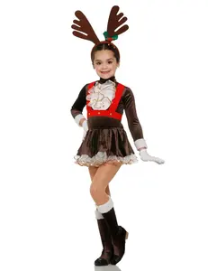 Kostum dansa Natal Anak laki-laki perempuan, kostum rusa kutub liburan anak-anak