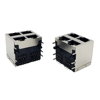 Connecteurs Ethernet RJ45 modulaires empilables Coorle 5921 2x2 ports, femelles, blindés, entrée latérale, soudure DIP, boîtier PBT noir