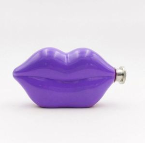Mini gourde de poche portable d'extérieur en acier inoxydable 304 colorée en forme de lèvres, étanche et durable - Product Image 6