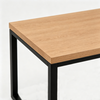 Table basse moderne Wayon réglable en hauteur, avec plateau en bois clair et structure en marbre noir, pour salon et bureau à domicile