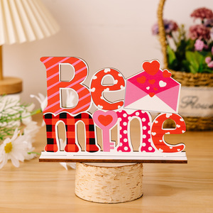 Ensemble de décorations en bois en forme de cœur pour la Saint-Valentin, style lettre d'amour, taille moyenne, pour intérieur, mariage, fête, quatre pièces (A, B, C, D) - Product Image 2