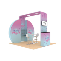 Stan Pameran 10x10 kaki Tanpa Alat, Perakitan Cepat, Modular Aluminium, Kain Tension, Portabel, untuk Pameran dan Display