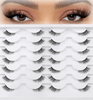 Meilleures ventes : 14 paires de demi-cils style œil de chat ailé, naturels et effilés, en fibre synthétique, pour la vente en gros