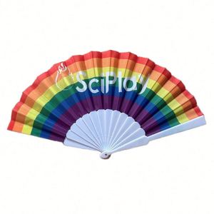 Abanicos Plegables de Bambú Personalizados con Diseño de Arcoíris, Decoraciones Coloridas de Plástico para Halloween, Orgullo LGBT, Bodas y Decoración del Hogar - Product Image 1
