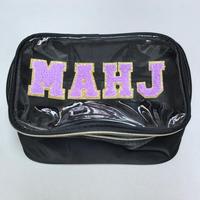 Sac de Mahjong en Tissu Noir Durable avec Face en PVC pour Activités de Mahjong en Club et en Extérieur et Rangement d'Accessoires