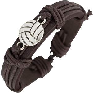 Bracelets en cuir personnalisés pour hommes et adolescents, bijoux sportifs d'équipe, bracelet à breloques pour adolescents, taille ajustable - Product Image 5