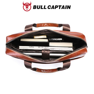 BULLCAPTIAN Men's Genuine Leather <b>Briefcase</b> Business Casual Commuting Bag Portable Crossbody Shoulder Bag 15.5-inch Laptop Bag - Product Image 5