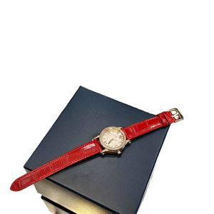 Montres à quartz analogiques rondes avec lunette en cristal et cadran à chiffres romains, bracelet en cuir gaufré façon croco, montres-bracelets Chopards - Product Image 4