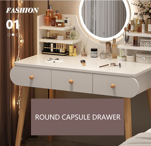 Table de maquillage moderne en bois <span class=keywords><strong>avec</strong></span> miroir <span class=keywords><strong>Coiffeuse</strong></span> essentielle pour adultes et adolescents Grand espace de rangement conçu pour la salle à manger - Product Image 3