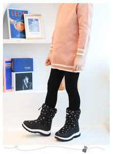 Nouvelles bottes de neige pour enfants, motif flocon de neige, hauteur genou, mignonnes, en coton, chaussures décontractées à semelle souple et chaude - Product Image 2