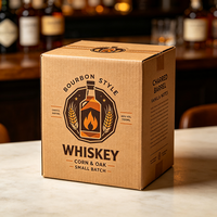 Emballage de whisky en carton ondulé recyclable, style bourbon, imprimé numériquement, petite série, livraison express en 72h