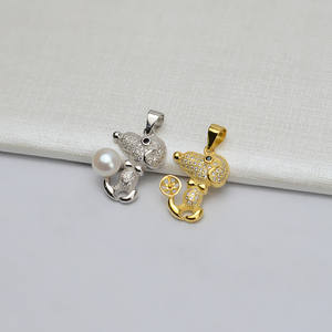 Accessoires Han DIY pour femme, pendentif chien Snoopy en argent S925 avec perle de 6,5 à 7,5 mm, motif en or rose, numéro de modèle 581 - Product Image 2