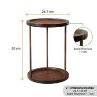 Organizador Giratorio de Bambú de 2 Niveles y 360 Grados, Estante Redondo para Especias de Cocina, Escritorio, Oficina, Personalizable OEM