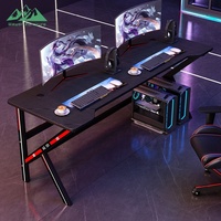 Bureau de jeu professionnel Wayon en forme de K, table PC en fibre de carbone avec accents de course RGB et arc ergonomique pour les sports électroniques
