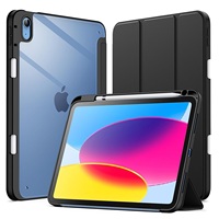 Étui pour tablette en cuir PU avec rabat, coque transparente en PC intelligente, housse en silicone pour iPad 10 10,9 pouces 2022 10e génération
