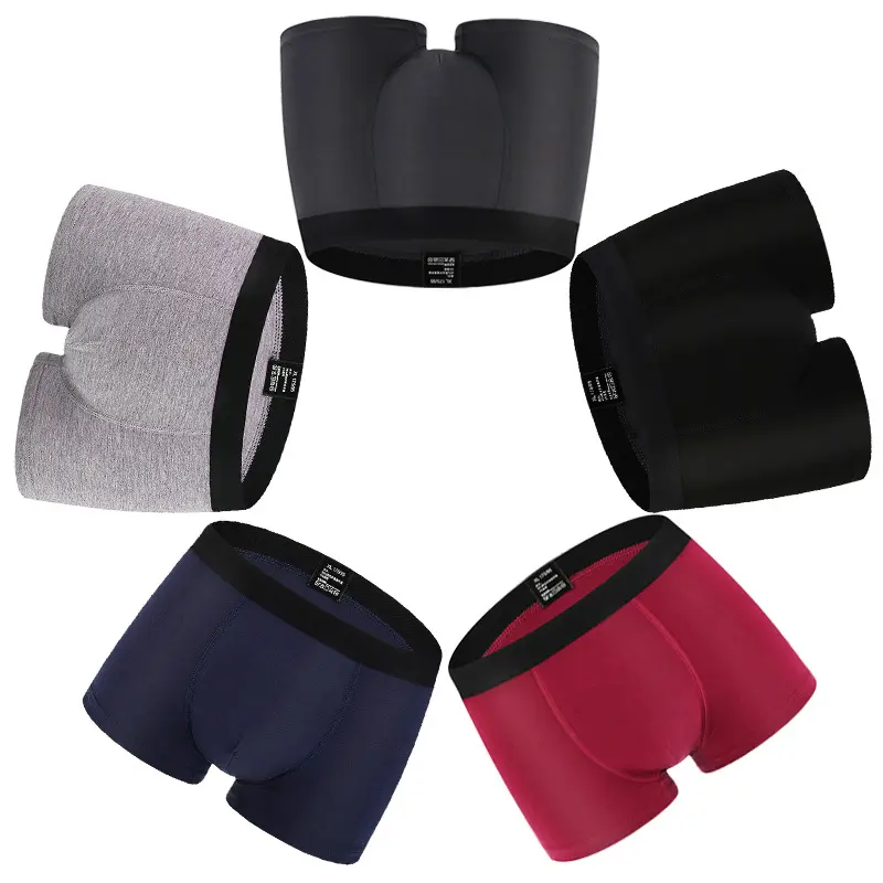 LYX018 nuevo transpirable boxer ropa interior para hombre de fibra de bambú de los boxeadores color liso U convexo pantalones cortos boxer ropa interior