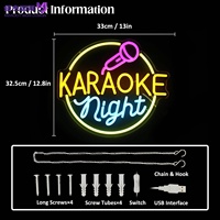 Insegna LED Neon KARAOKE Night, Luce Decorativa da Parete per Negozi, Bar, Club Musicali e Sale Giochi, Illuminazione d'Ambiente per Interni e Decorazione Domestica