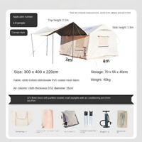 Carpa de Camping Automática Dos en Uno de Tela Oxford y PVC para Exteriores, con Una Habitación y Sala de Estar, 12 m², Impermeable 1000-1500 mm