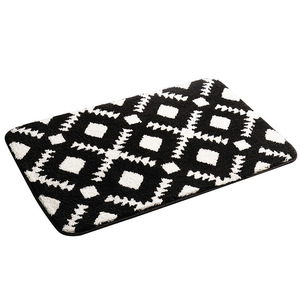 Tapis de bain rectangulaire géométrique en dessin animé, absorbant et antidérapant, en fibre de polyester, pour la maison - Product Image 2