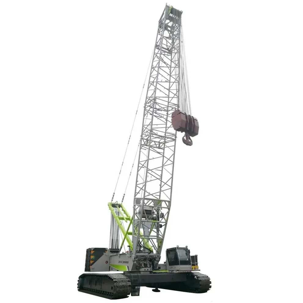 Keandalan tinggi 93m kisi Boom ZCC3000 300 Ton hidrolik Crawler crane dengan harga yang baik