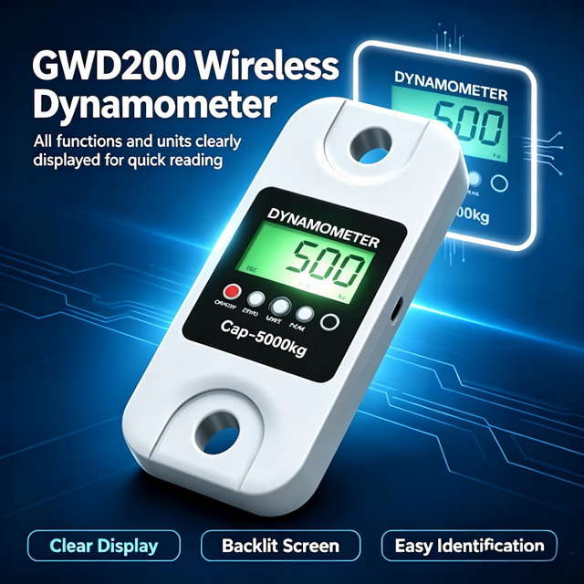 GWD200 Wireless Dynamometer Crane Scale 1-200t Capacity 433MHz Remote Display Load Cell with G-2130 Shackles