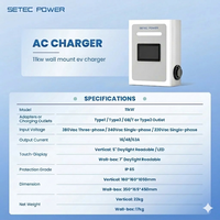 Cargador de Vehículos Eléctricos SETEC POWER Nivel 2 de 11kW, Estación de Carga para Tesla, Montaje en Pared