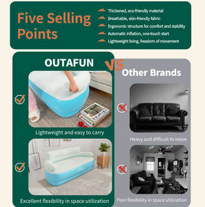 OUTAFUN屋外キャンプ用電動ポンプ内蔵PVCインフレータブルソファ2人乗りポータブルインフレータブルカウチエアソファ - Product Image 5