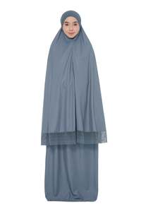 SIPO – costume de prière personnalisé malaisien, avec manches, en dentelle, couvre entièrement les vêtements de prière musulmans, Jilbab, mentonnière - Product Image 2