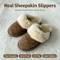 Chaussons en véritable peau de mouton, chaussures d'hiver en laine véritable, pantoufles chaudes en peluche, antidérapantes, pour l'intérieur et l'extérieur, fabricant de chaussures
