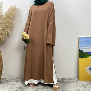 J-288 Nueva Falda Abaya Elegante de Color Sólido con Abertura Lateral, Conjunto de 2 Piezas de Alta Calidad en Tela Nida, 32 Colores, Ropa Musulmana - Product Image 4