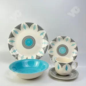 Prezzo di fabbrica 30 pezzi pittura a mano in gres ceramica Set per cena lavabile in lavastoviglie