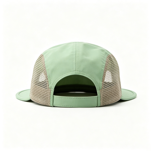 Wholesale 5 Panel Mesh Camp Cap Custom Logo <b>Flat</b> Brim Lightweight Breathable Summer Travel Casual Outdoor Camping <b>Hat</b> for Men - Product Image 5