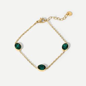 Vintage Green <b>Healing</b> Crystal <b>Bracelets</b> Women Stainless Steel Gold Chain <b>Bracelets</b> - Product Image 1