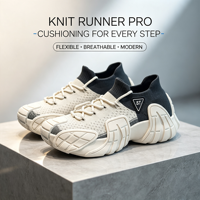 Chaussures de sport tendance en tricot pour hommes, résistantes à l'usure, semelle moulée robuste, confortables à enfiler, design à lacets, baskets décontractées
