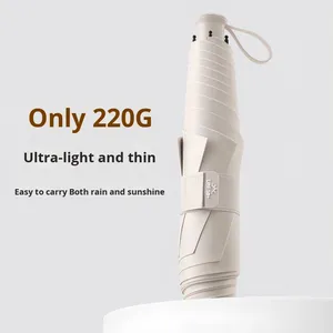 ร่มพับแบบแมนนวลรุ่นใหม่ น้ำหนักเบาพิเศษ ใยไฟเบอร์คุณภาพสูง ขนาดเล็ก พกพาสะดวก เคลือบกาวสีดำ กันแดด กันรังสียูวี ใช้ได้ทั้งแดดและฝน เหมาะสำหรับเป็นของขวัญ - Product Image 1