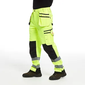 Reflektierende Sicherheit Arbeits kleidung Kleidung Multi-Tool Pocket Cargo Pants Straßenbau Feld Arbeits hose