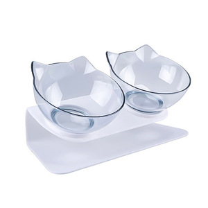 Ciotola Doppia Rialzata per Cani con Inclinazione di 15 Gradi, Personalizzabile per Commercio Transfrontaliero, in Plastica Ecologica Impermeabile IPX5, Protezione Cervicale per Animali Domestici - Product Image 1