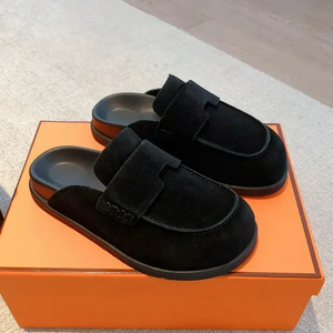 Htf 2025 Nuove <span class=keywords><strong>Ciabatte</strong></span> di Lusso in Camoscio con Plateau, Fibbia H, Stile Retrò, Slip-On, per Uomo e <span class=keywords><strong>Donna</strong></span>, Estive, Casual, Comode, in Gomma - Product Image 4